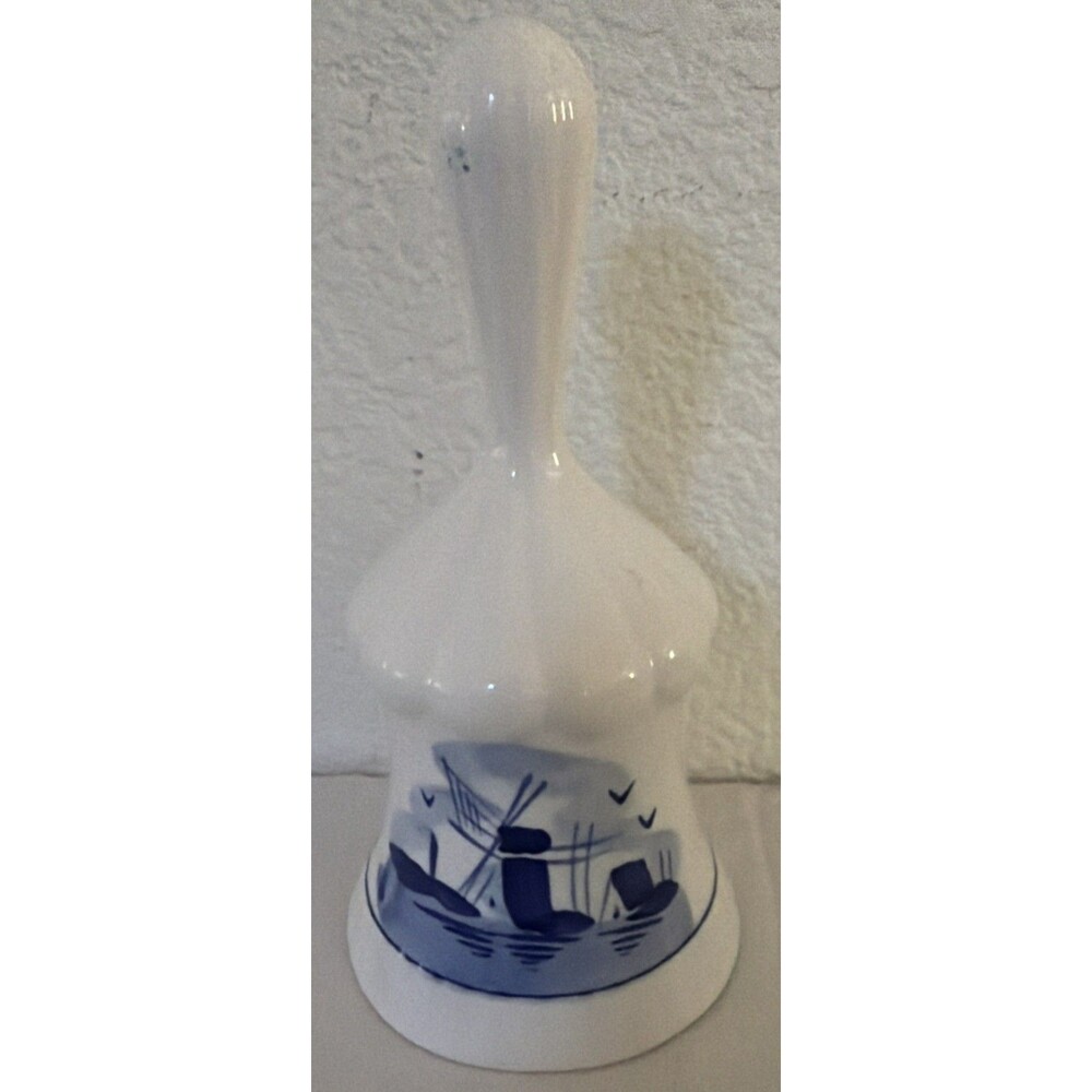 Delft Blue Holland Porcelain Bell Windmill Floral